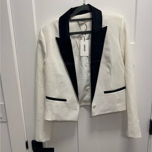 NWT Jason Wu Ivory and Black Satin Lapel Blazer women’s